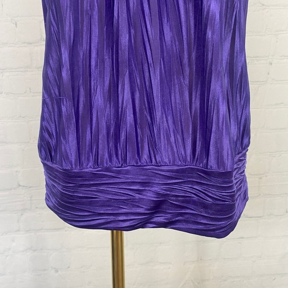 ⭐ 3/$15 Vintage Y2K Iz Byer Small Purple Crinkle O Ring Racerback Tank Top - Picture 5 of 9